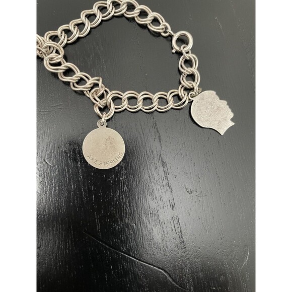 Vintage Sterling Silver Charm Bracelet with 3 Charms weighing 18 Grams~7" - Picture 6 of 13